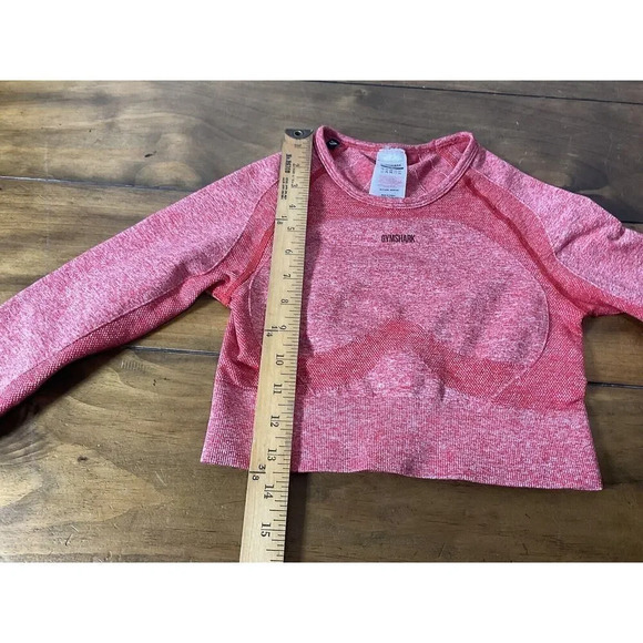 Gymshark Flex Sports Long Sleve Crop Top Size S Red Gym Training Sports Top - Picture 7 of 11